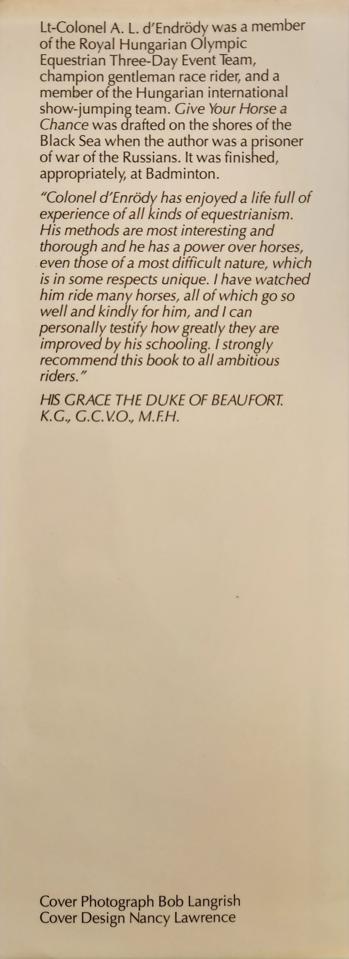 Give Your Horse a Chance