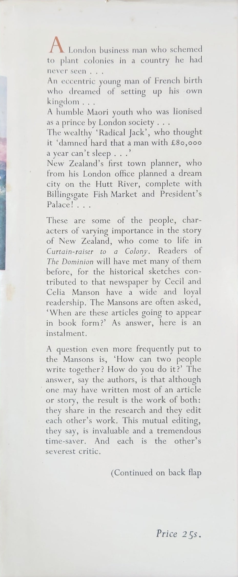 Curtain-raiser to a Colony