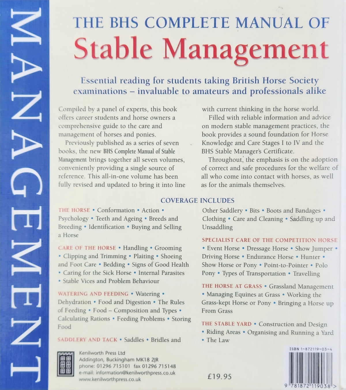 Stable Program Book BHS Complete Manual of Stable Management – Mangaiti Equine Books