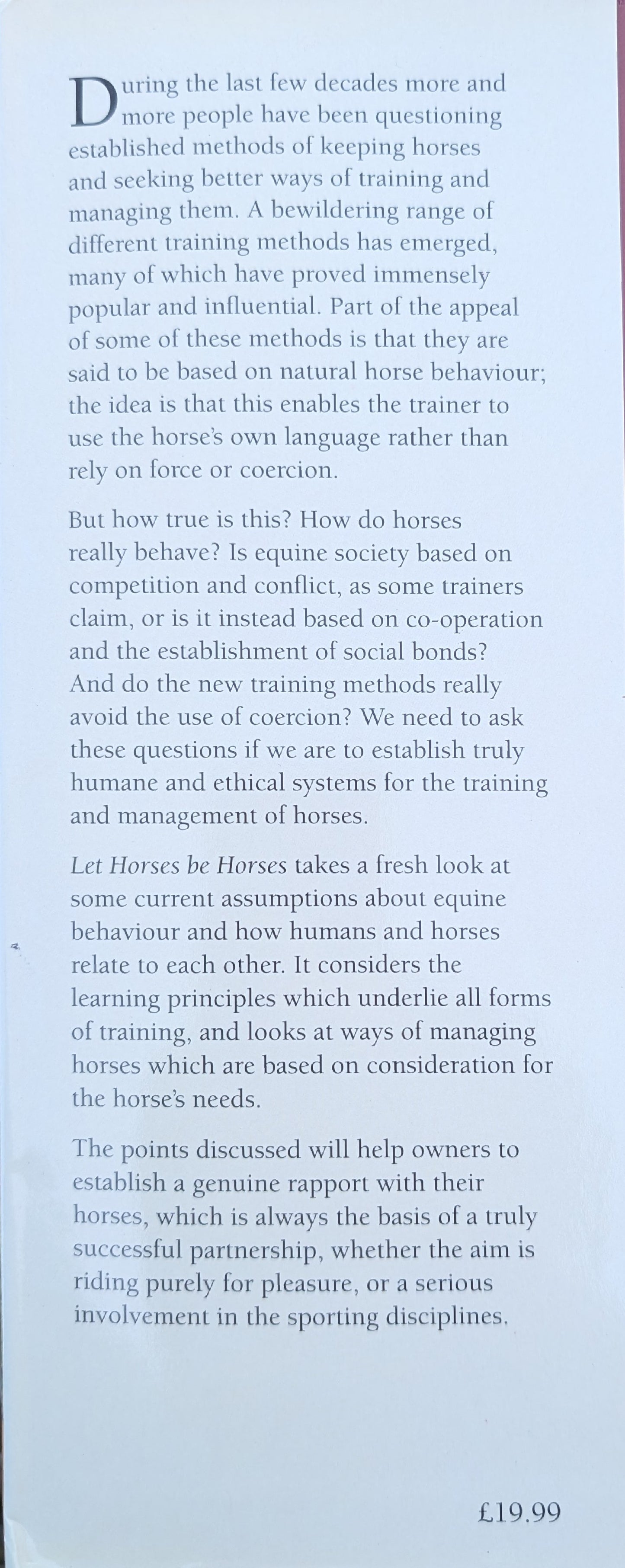 Let Horses be Horses